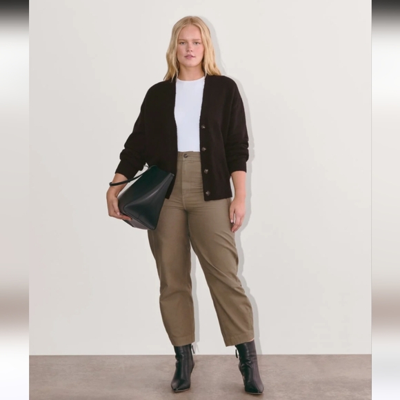 Everlane Sweaters - EVERLANE BLACK BUTTON-FRONT COTTON WOOL ALPACA BLEND COCOON CARDIGAN SZ S